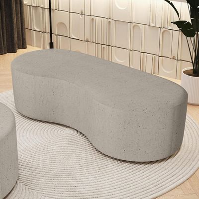 Puff Decorativo Orgânico para Living Quarto 140cm Orbit W01 Linho Bege - Lyam Decor