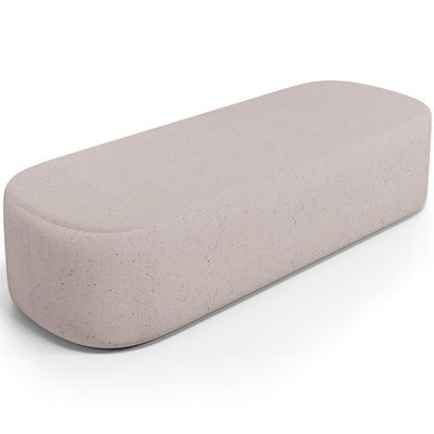 Puff Decorativo Orgânico Para Living Quarto 140cm Doha W01 Linho Bege - Lyam Decor