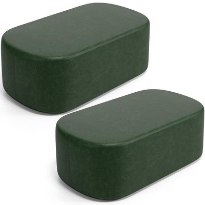 Kit 02 Puffs Decorativos Orgânicos Para Living Quarto 100cm Doha W01 Couríssimo Verde Musgo - Lyam Decor