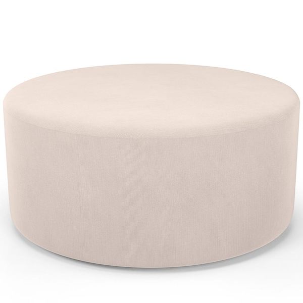Puff Redondo Orgânico para Living 90cm Lola W01 Suede Bege - Lyam Decor