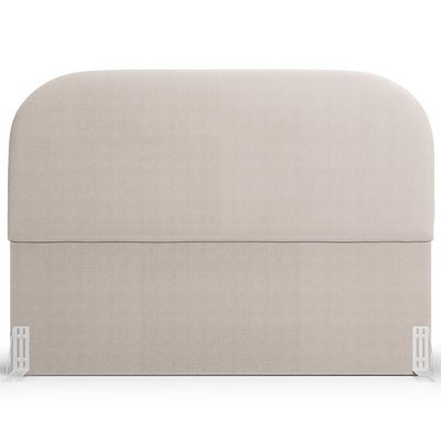 Cabeceira Cama Box Casal 140cm Lanna com Puff Recamier Doha W01 Bouclê Creme - Lyam Decor