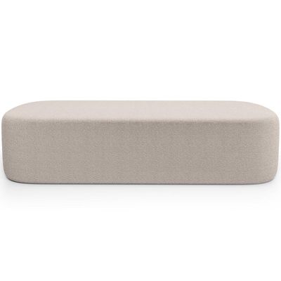 Cabeceira Cama Box Casal 140cm Lanna com Puff Recamier Doha W01 Bouclê Creme - Lyam Decor