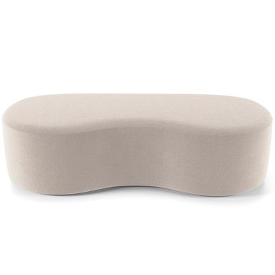 Kit Puff Redondo Lola e Puff Recamier Orgânico Orbit W01 Bouclê Creme - Lyam Decor