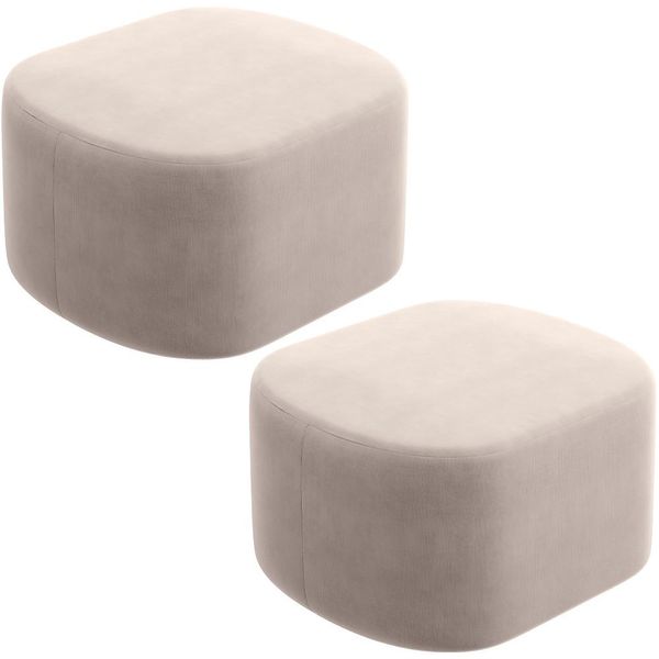 Kit 2 Puffs Decorativos Orgânico para Living Quarto 70cm Doha W01 Suede Bege - Lyam Decor
