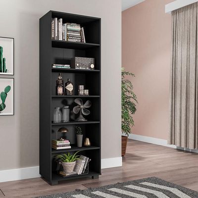 Estante de Livros para Escritório Home Office Alf Preto Texturizado - Gran Belo