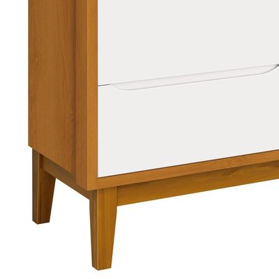 Cômoda Infantil Classic 6 Gavetas Branco/savana Com Pés Amadeirado - Reller Móveis Branco/savana