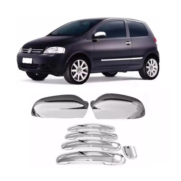 Jogo Aplique Capa Cromada Retrovisor Maçanetas Vw Fox 2005