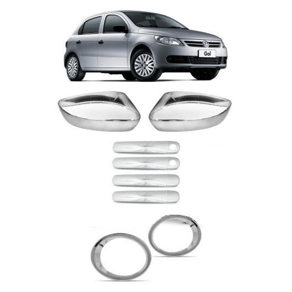 Kit Aplique Cromado Maçaneta Retrovisor Milha Volkswagen Gol G5 2008 à 2012 Kit Aplique Cromado Maçaneta Retrovisor Milha Volkswagen Gol G5 2008 à 2012