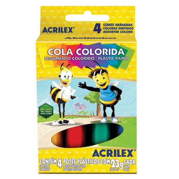 COLA COLORIDO 4 CORES 23G CADA COR ACRILEX