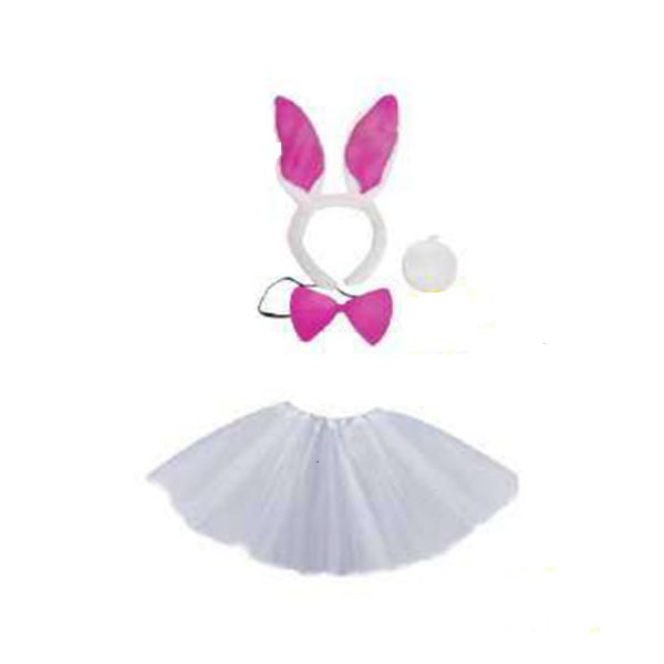 Fantasia Coelhinha Tiara Pink Gravata Rabinho Saia Branca