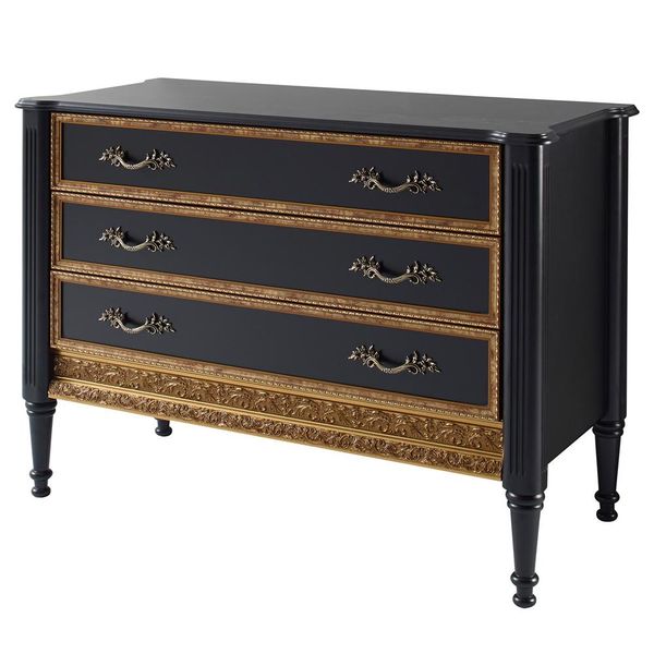 Cômoda Decorativa Munchen com 3 Gavetas Preto - Gran Belo Cômoda Decorativa Munchen com 3 Gavetas Preto - Gran Belo