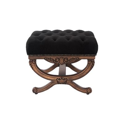Puff Decorativo Sala de Estar Arsenal  Veludo Preto - Gran Belo