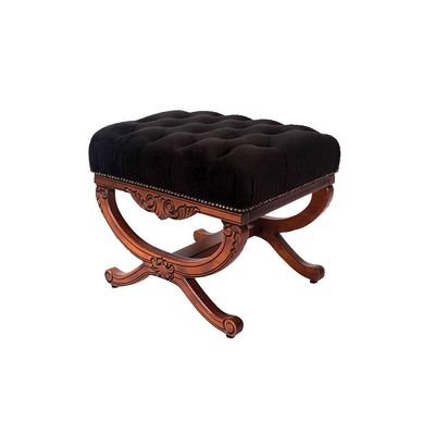 Puff Decorativo Sala de Estar Arsenal  Veludo Preto - Gran Belo