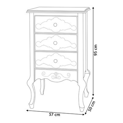 Mesa de Cabeceira Decorativa Zahra 3 Gavetas Branco/Imbuía - Gran Belo