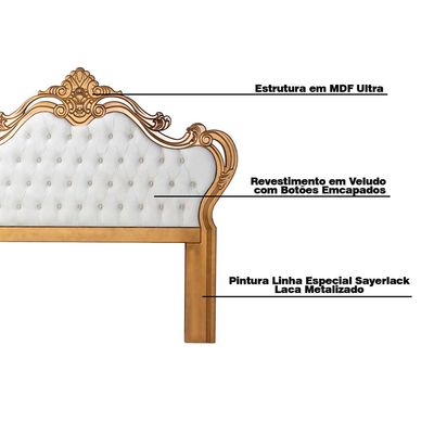 Cabeceira Decorativa Módena King Size Bege/Dourada - Gran Belo