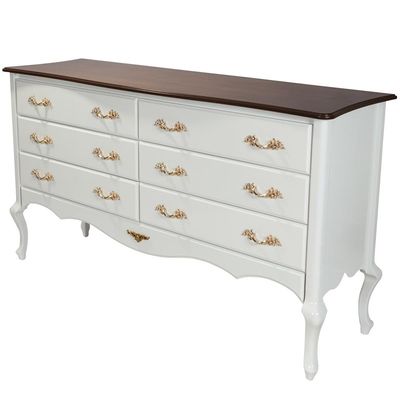 Cômoda Decorativa Beethoven com 6 Gavetas Branco/Imbuía - Gran Belo