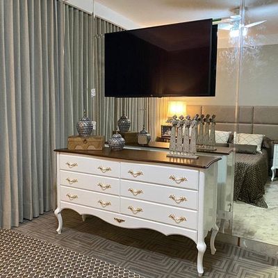 Cômoda Decorativa Beethoven com 6 Gavetas Branco/Imbuía - Gran Belo