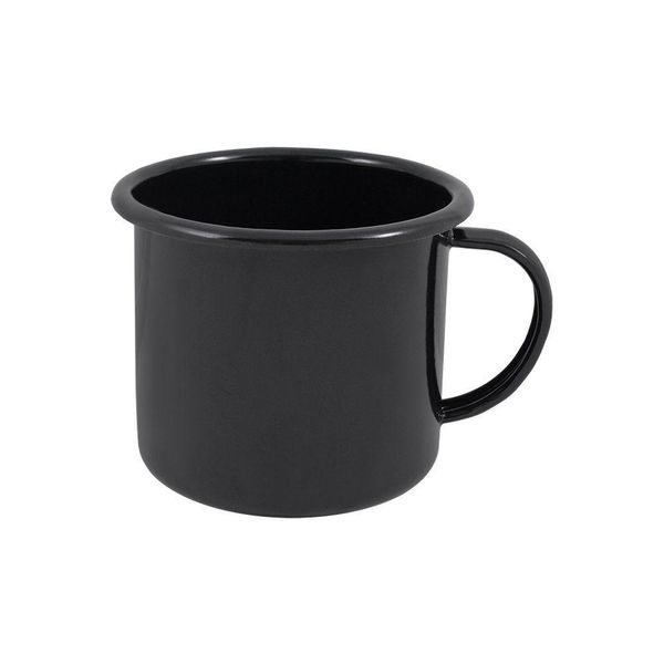 Caneca Grande Esmaltada Preto 370 Ml Ewel