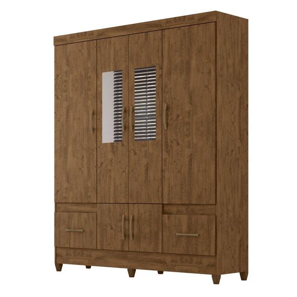 Guarda Roupa 6 Portas Com Espelho Ms912 Castanho 912331