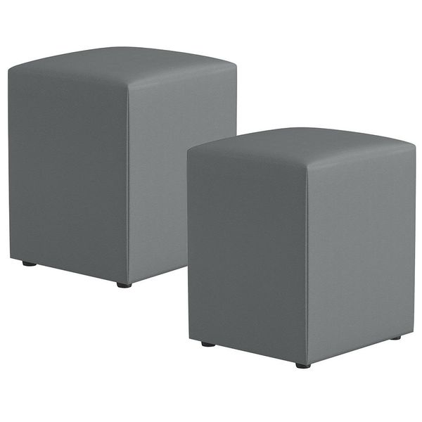 Kit 02 Puffs Quadrado L02 Decorativo Corano Cinza - Lyam Decor