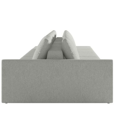 Sofá Ilha Modular para Sala 312cm com Puff Dublin K01 Linho Cinza - Lyam Decor