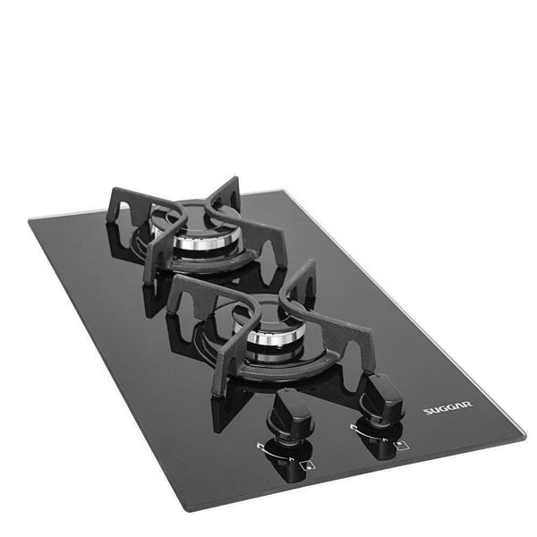 Cooktop Mesa De Vidro 2 Queimadores à Gás Suggar Preto FG2002FVP Bivolt