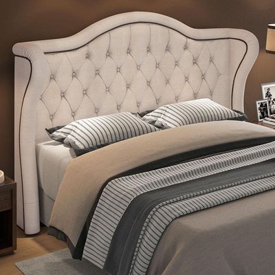 Cabeceira Cama Box Casal 140 cm P05 Lisboa Linho Creme - Lyam Decor