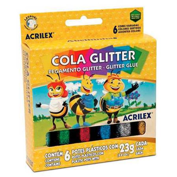 COLA GLITTER 6 CORES 23G ABELHINHA ACRILEX