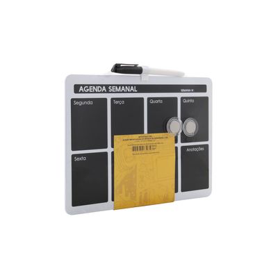 Quadro Magnético Negro Le Planejamento Semanal com 2 Ímãs e Marcador 21,5x28cm