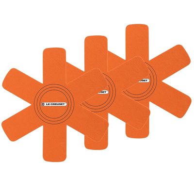 KIT LE CREUSET 3 PROTETORES E 2 SUPORTES PARA PANELA LARANJA