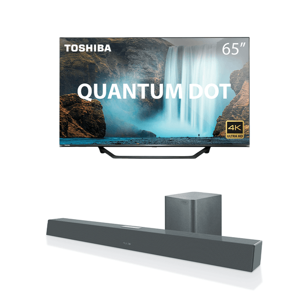 Combo Cinema - Tela Toshiba QLED 65 Pol. Smart VIDAA HDR e Caixa de Som Soundbar + Subwoofer 320W Bt/Coax/Óptico/Aux Cinza Pulse - TB002K TB002K Combo Cinema - Tela Toshiba QLED 65 Pol. Smart VIDAA HDR e Caixa de Som Soundbar + Subwoofer 320W Bt/Coax/Óptico/Aux Cinza Pulse - TB002K TB002K