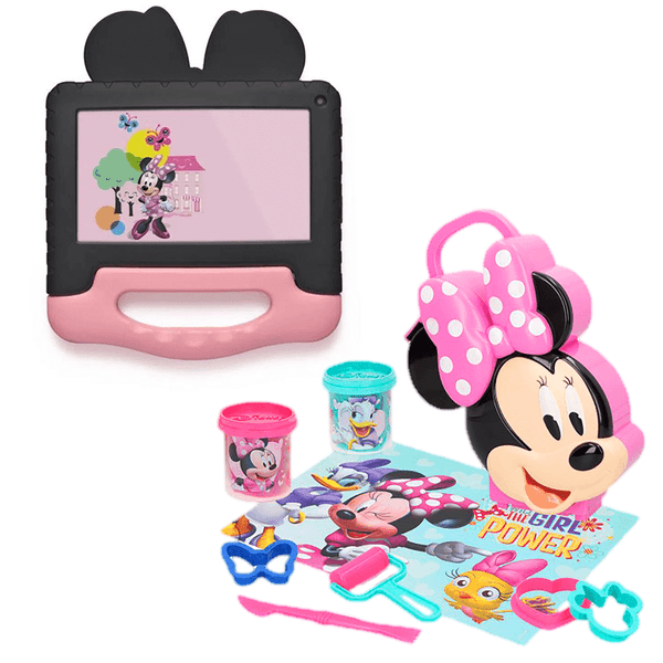 Combo Kids - Tablet Multilaser Minnie Mouse Wi Fi Tela 7 Pol. 16GB Quad Core e Maleta Minnie Com Massinha E Acessórios - NB340K NB340K Combo Kids - Tablet Multilaser Minnie Mouse Wi Fi Tela 7 Pol. 16GB Quad Core e Maleta Minnie Com Massinha E Acessórios - NB340K NB340K