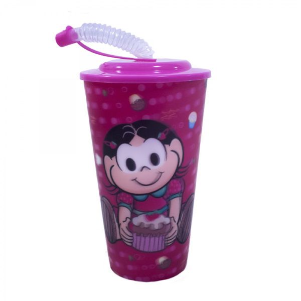 Copo 3D Com Canudo Dobrável Magali 550ml - Tasco Inport