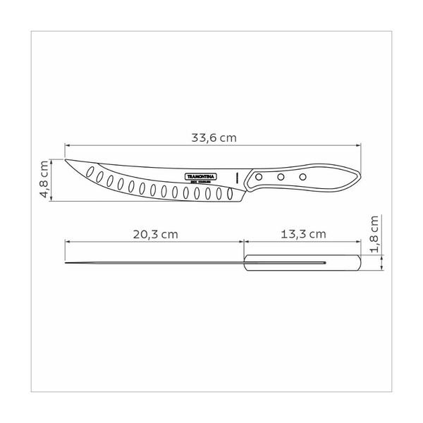 Faca para Carne Butcher Tramontina com Lâmina em Aço Inox e Cabo em Madeira Tratada Polywood Castanho 8 polegada