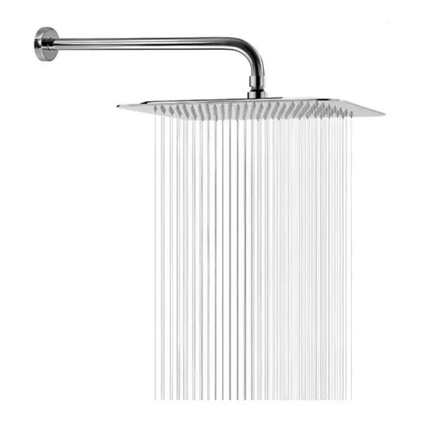 Ducha Quadrada 20x20 Slim Inox Chuveiro Aquecedor Solar Gás Jato Intenso Para Banheiro Área Externa Piscina Lazer