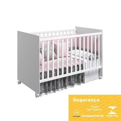 Berço Mel Branco Fosco Com Colchão D18 - Reller Móveis Branco Fosco