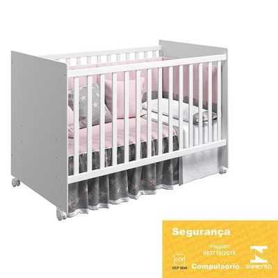Berço Mel Branco Fosco Com Colchão Baby Physical - Reller Móveis Branco Fosco