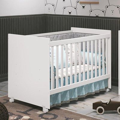 Berço Mel Branco Fosco Com Colchão Baby Physical - Reller Móveis Branco Fosco