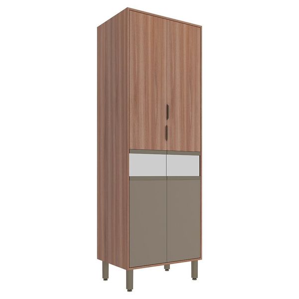 Paneleiro 70cm Louise 4 Portas Móveis Sul Nogal/Damasco