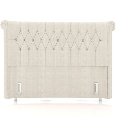 Cabeceira Cama Box Queen 160cm Estofada Meora P05 Linho Creme - Lyam Decor