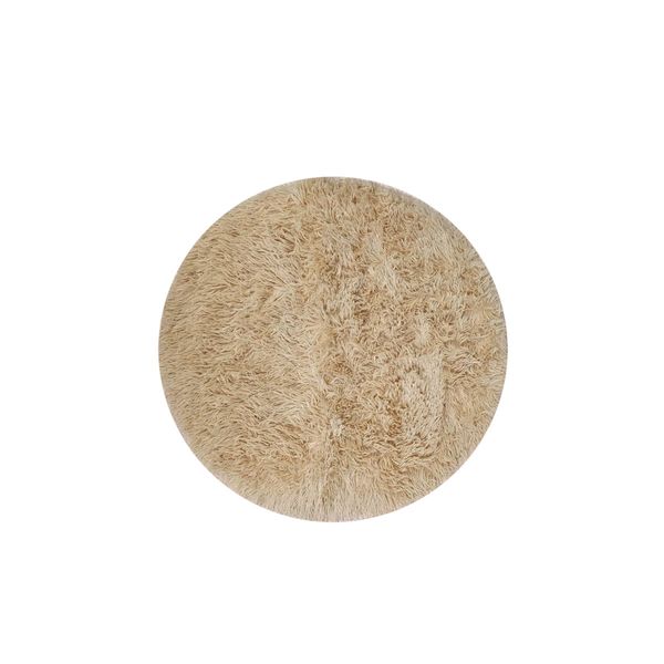Tapete Redondo Banheiro Quarto Bege Felpudo Antiderrapante 60cm