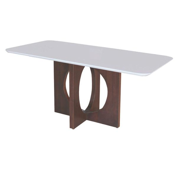 Mesa De Jantar Barcelona 160 X 90cm Tampo Off White Cor:castanho