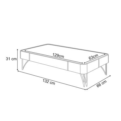 Mesa de Centro Decorativa Rennes MDP/MDF Pés de Aço Off White/Cinamomo G26 - Gran Belo