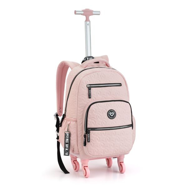 Mochila De Rodinha Com Alça Escolar Faculdade Feminina Infantil Juvenil Seanite Color Up Bolsa Menina Com Rodas 360 Rosa