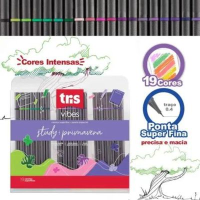 CANETA SUPERFINA VIBES - PRIMAVERA - 0,4MM - 19 CORES - TRIS
