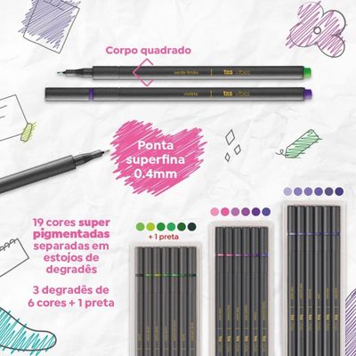 CANETA SUPERFINA VIBES - PRIMAVERA - 0,4MM - 19 CORES - TRIS