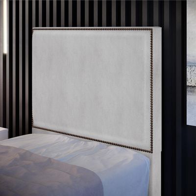 Cabeceira Cama Box Solteiro Com Tachas 100 cm Vicenza L02 Linho Cinza - Lyam Decor