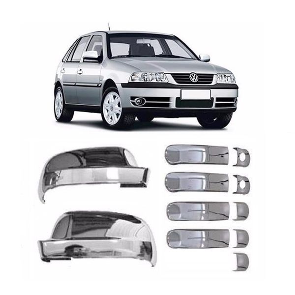 Kit Aplique Capa Cromada Retrovisor Maçanetas Vw Gol G3 2000