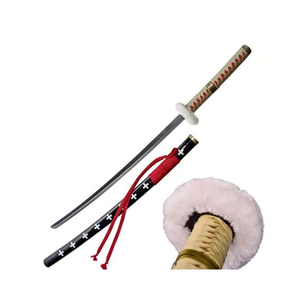 Espada Trafalgar Law Katana Kikoku Gold Lamina de Bambu Cosplay One Piece Decoração