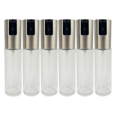 kit 6 Spray Pulverizador Borrifador Dosador Para Azeite Vinagre Frasco De Vidro Acabamento Aço Inoxidável